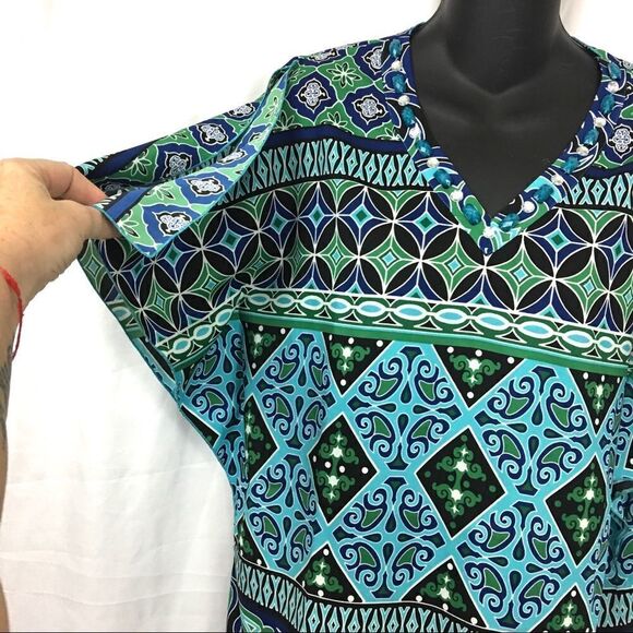 Chico’s Black Label Blue Green & Black Tunic Top Size 00 XS 2 - Picture 4 of 8
